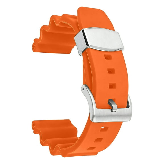 22mm Compatible Replacement Rubber Watch Strap with Steel Ring for SKX007 Turtle Diver Precision Metal Band Upgrade