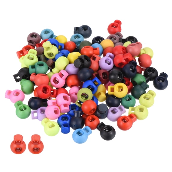 22mm Cord Locks Set Multicolor Ball Spring Toggle Stopper for Drawstring Bag Shoelaces, 100 Pack