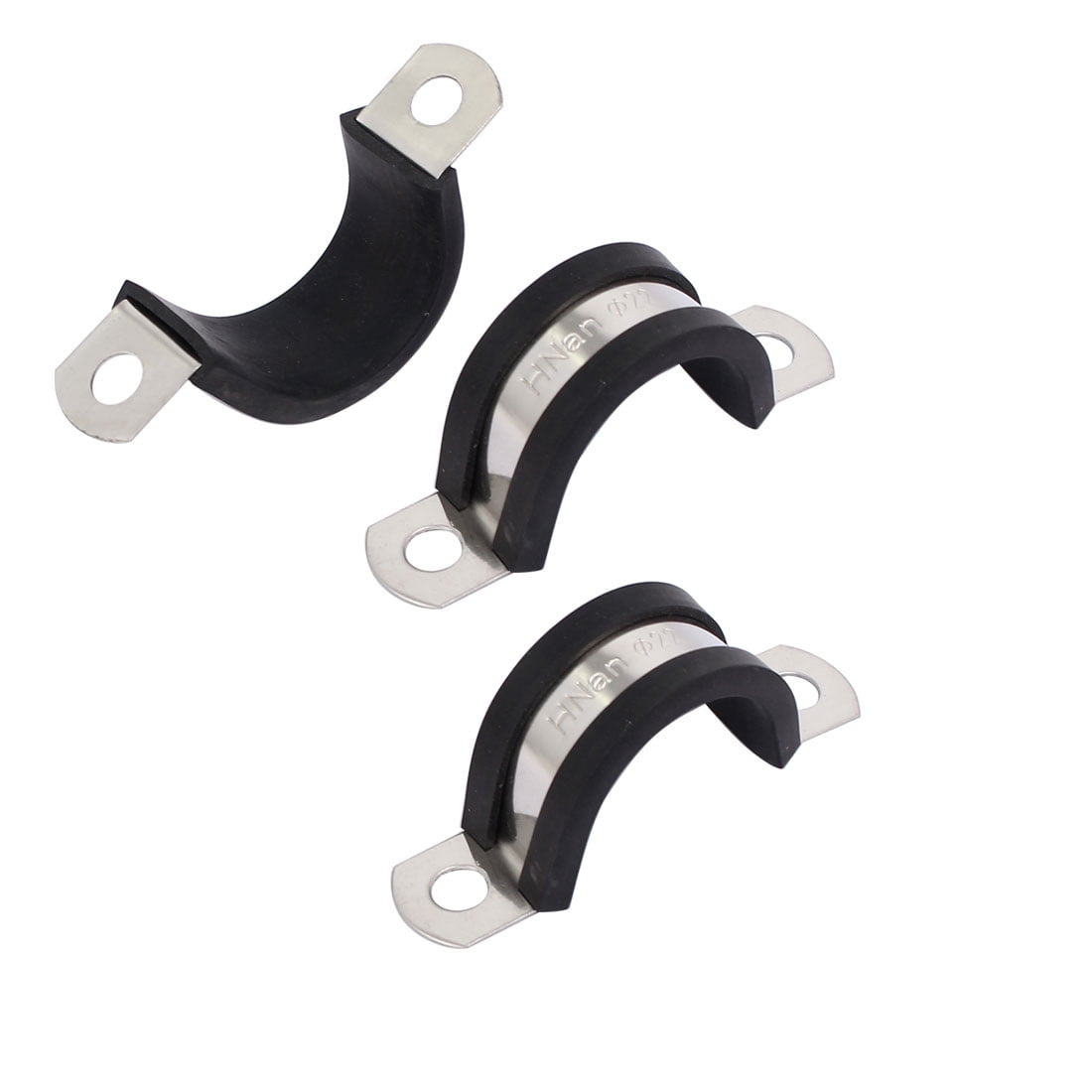 22mm Dia EPDM Rubber Lined U Shaped Pipe Tube Wire Clamps Clips 3pcs ...