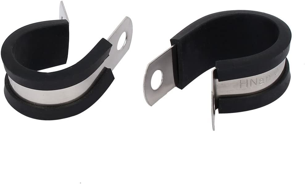 22mm Dia Rubber Lined P Clips Cable Hose Pipe Clamps Holder 2pcs (22 mm ...