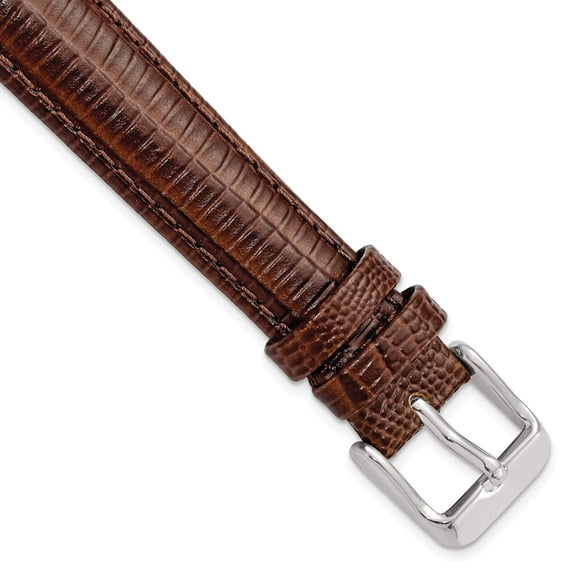 22mm Havana Teju Liz Grain Lthr Slvr-tone Buckle Watch Band