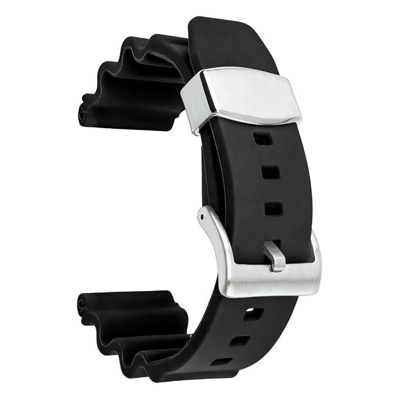 22mm Compatible Replacement Rubber Watch Strap with Steel Ring for SKX007 Turtle Diver Precision Metal Band Upgrade