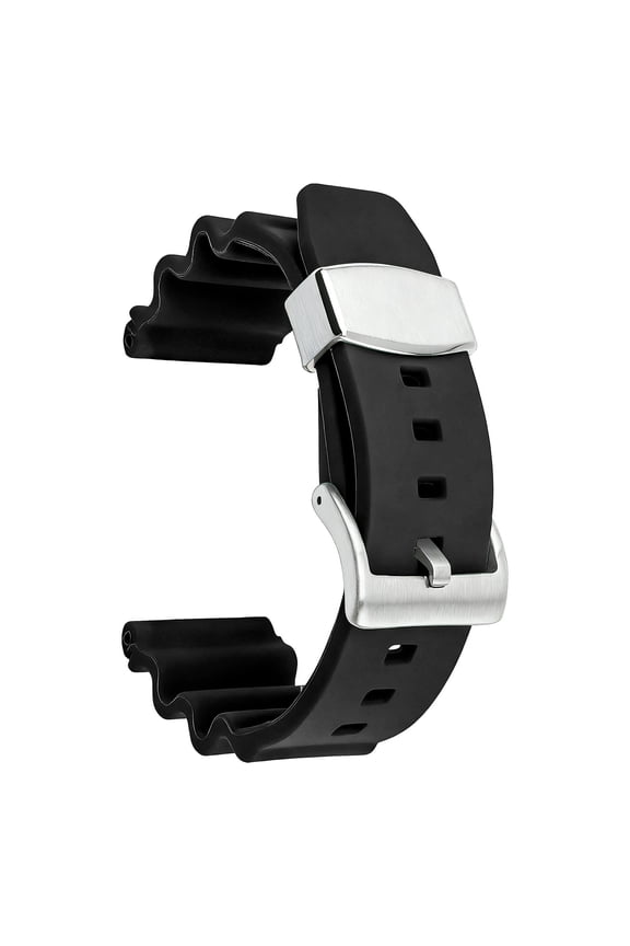 22mm Compatible Replacement Rubber Watch Strap with Steel Ring for SKX007 Turtle Diver Precision Metal Band Upgrade