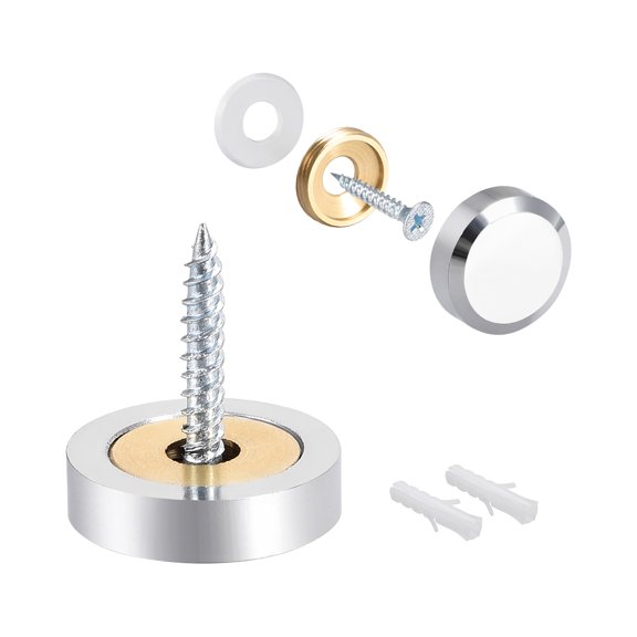 22mm Mirror Screws Decorative Cap Cover Nails Polished Stainless Steel 4Pack
