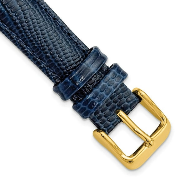 22mm Navy Teju Liz Grain Lthr Gld-tone Buckle Watch Band