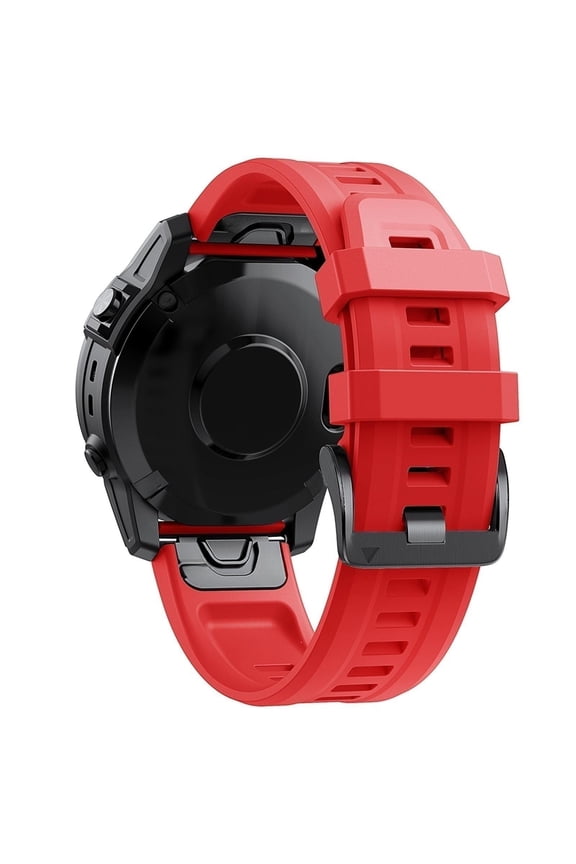 22mm Quick Release Silicone Watch Strap with Metal Buckle Official Style Soft Durable Skin-Friendly for Garmin Fenix 7 - Red