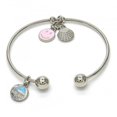 thumbnail image 1 of 22mm Rhodium Plated Round Charm Bracelet, 7.5 inches, 1 of 5