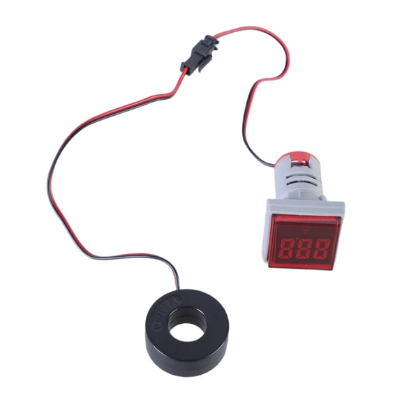 22mm Square Head Current Tester Gauge Digital Ammeter AC100A Current Meter LED Backlit Screen 0-100A Current Detector