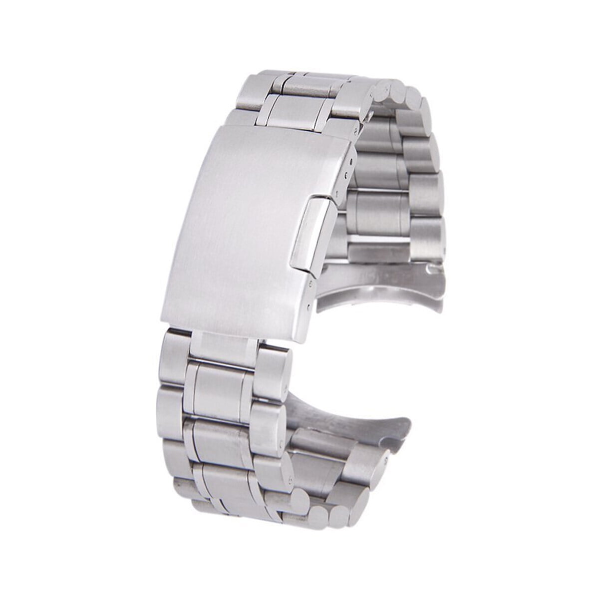 22mm Stainless Steel Solid Links Bracelet Watch Band Strap Curved End ...