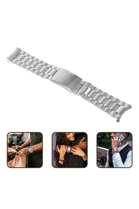 22mm Stainless Steel Watch Bands, Brushed Bracelet Replacement Watch Strap for Men and ( Silver )