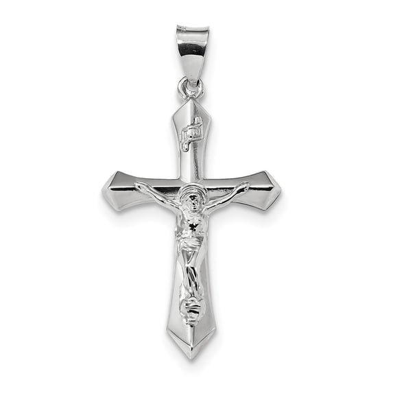 22mm Sterling Silver Rhodium-plated Polished Inri Crucifix Pendant - 3.4 Grams