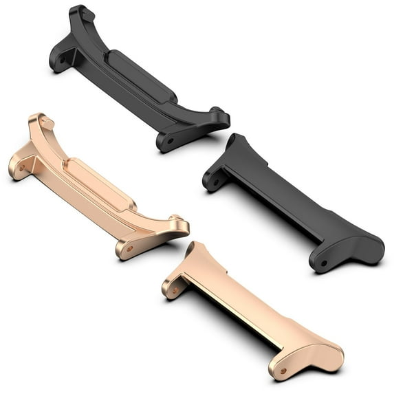 22mm Watch Band Connector Compatible with Samsung Galaxy Watch Ultra 47mm (2025/2024) Adapter, Stainless Steel Connector Band No Gap Connector Adapter, 1 Pair of Black+1 Pair of Rosegold