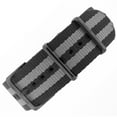thumbnail image 1 of 22mm Watch Band Nylon One Piece Military Sport Grey Black Stripe- Black Buckle, 1 of 2