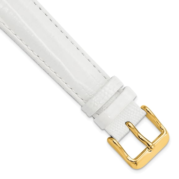 22mm White Teju Liz Grain Lthr Gld-tone Buckle Watch Band