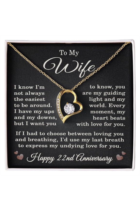22nd Anniversary Necklace for Wife from Husband 22 Years Anniversary Jewelry for Her Women Forever Love Pendant