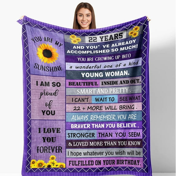 22nd Birthday, 22nd Birthday Gifts for Her, 22 Birthday Decorations for Women, 22 Year Old Birthday Gifts, 22nd Birthday Gift Ideas, Best 22 Birthday Gifts, 22 Year Old Girl Blanket 50"X60"
