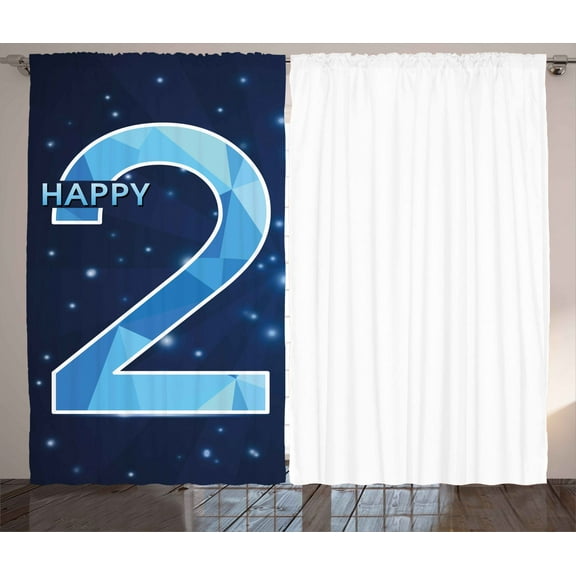 Ambesonne Blue Curtains 2 Panel Set, Happy Polygon Star, 108" x 96", Dark and Sky Blue