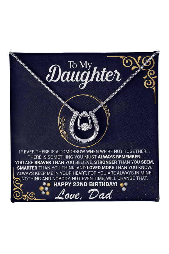 22nd Birthday Daughter Gift Necklace, Gift From Dad, Lucky in Love Jewelry For 22nd Birthday Daughter, Gift for 22 Year Old Daughter from Father jewelry