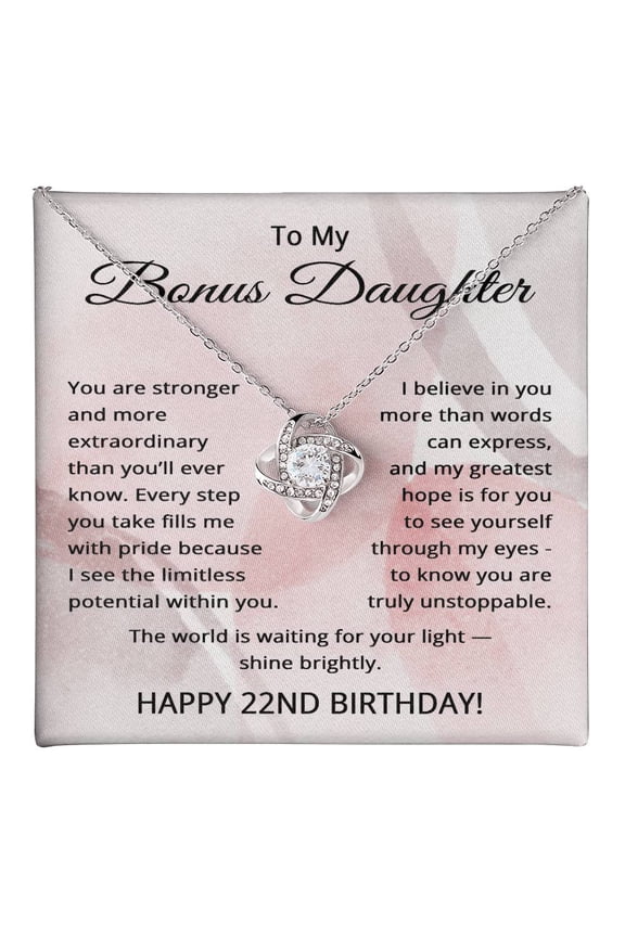 22nd Birthday Gifts for Bonus Daughter - 22nd Birthday Necklace for Stepdaughter - To My Step Daughter Necklace Title: 14K White Gold Finish, Box Choice: Standard Box