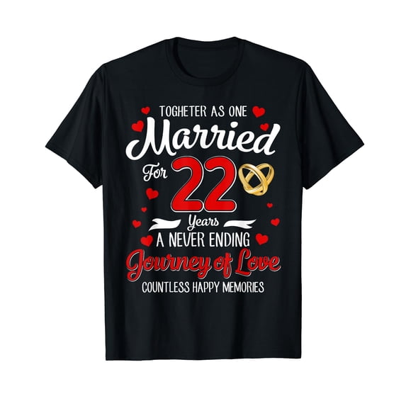 22nd Wedding Anniversary 22-Year Married Couple Matching T-Shirt