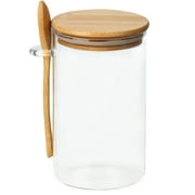 22oz Glass Food Storage Jar with Airtight Bamboo Lid and Metal Handle, Pumpkin Shape Kitchen Food Storage Container for Storing Tea Coffee Sugar Spice 650ML/22OZ