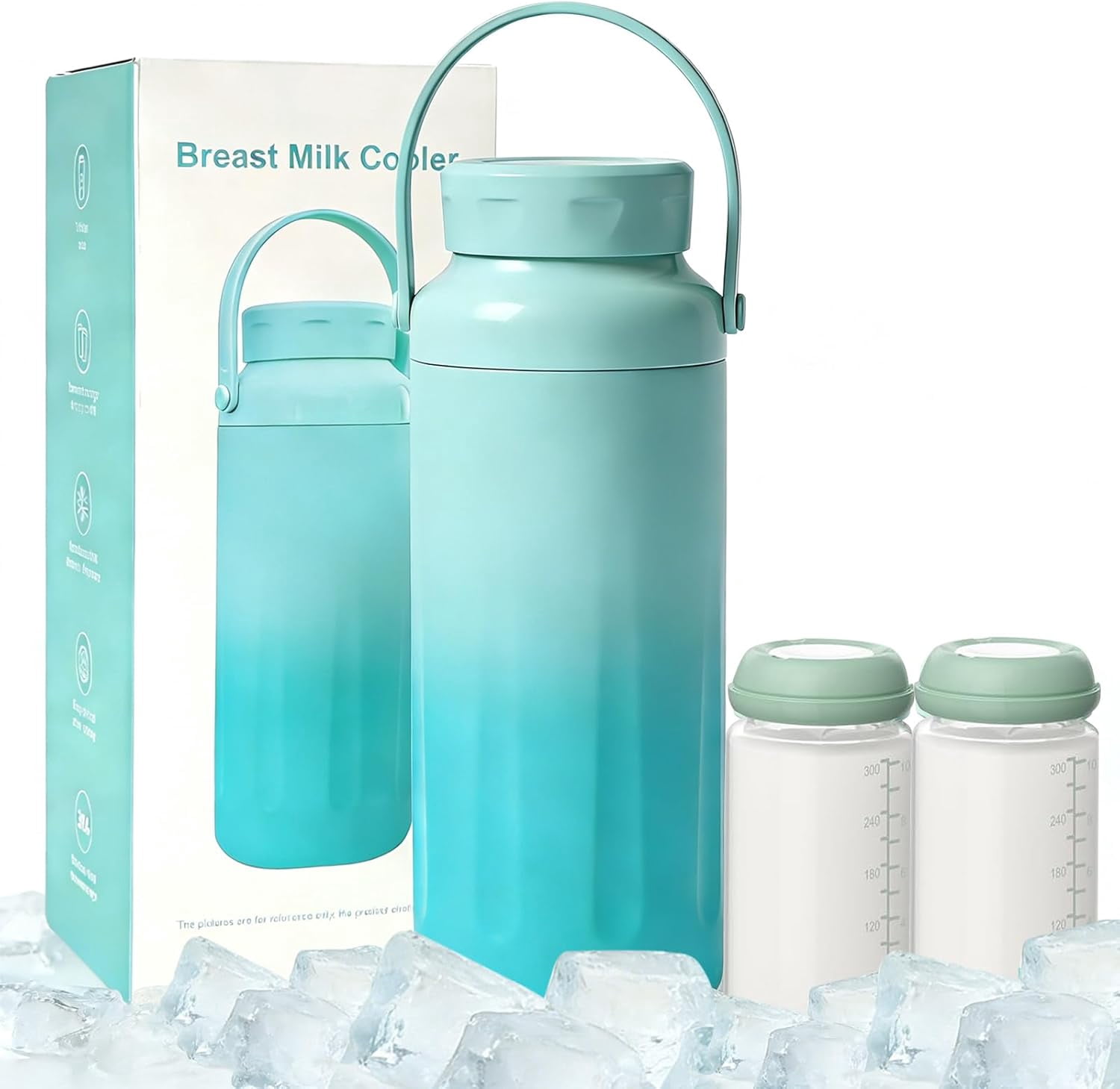 22oz Portable Breast Milk Cooler - 24H All-Round Cooling, BPA-Free 2-Pack Storage Bottles Included, Ideal for Outdoor & Travel Use