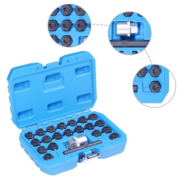 22pc 1/2" Drive Anti-Theft Locking Wheel Bolt Nut Removal Set Master Key Kit for BMW Series