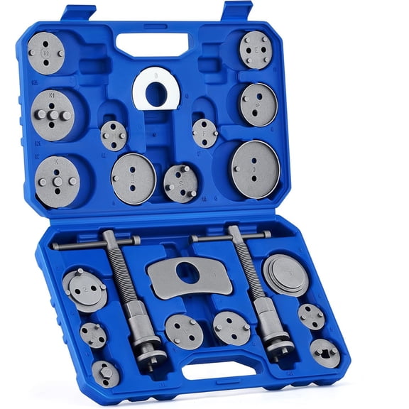 22pc Brake Caliper Compression Tool Set, Heavy Duty Brake Piston Compressor Tool and Wind Back Tool Kit for Brake Pad Replacement, Universal Disc Brake Caliper Tool Set with Blue Case