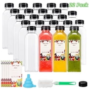 22pcs 16oz Juice Bottles, Plastic Juicing Bottles With Caps, Clear Drink Containers With Lids For Drinking, Smoothie And Other Beverages Juice Filling Bottles Suitable For Home Store