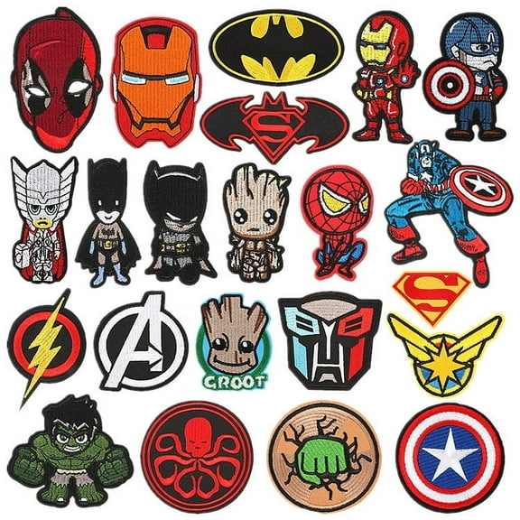 22pcs Avenger Cute Cartoon Kids Embroidered Patches, Sew/Iron On Repair Applique Embroidery Patches for T-Shirt, Jackets, Jeans, Vests,Hats, Backpacks,Bags