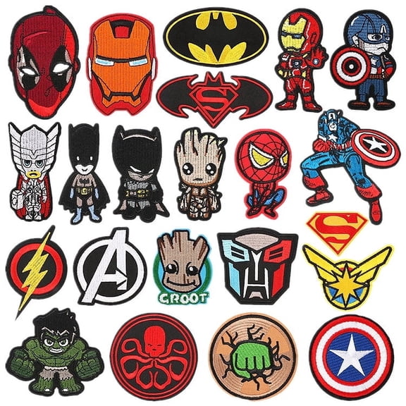 22pcs Anime Party Favor Boxes - 12 Pcs Party Favor Candy Cute Cartoon Kids Embroidered Patches, Sew/Iron On Repair Applique Embroidery Patches for T-Shirt, Jackets, Jeans, Vests,Hats, Backpacks,Bags