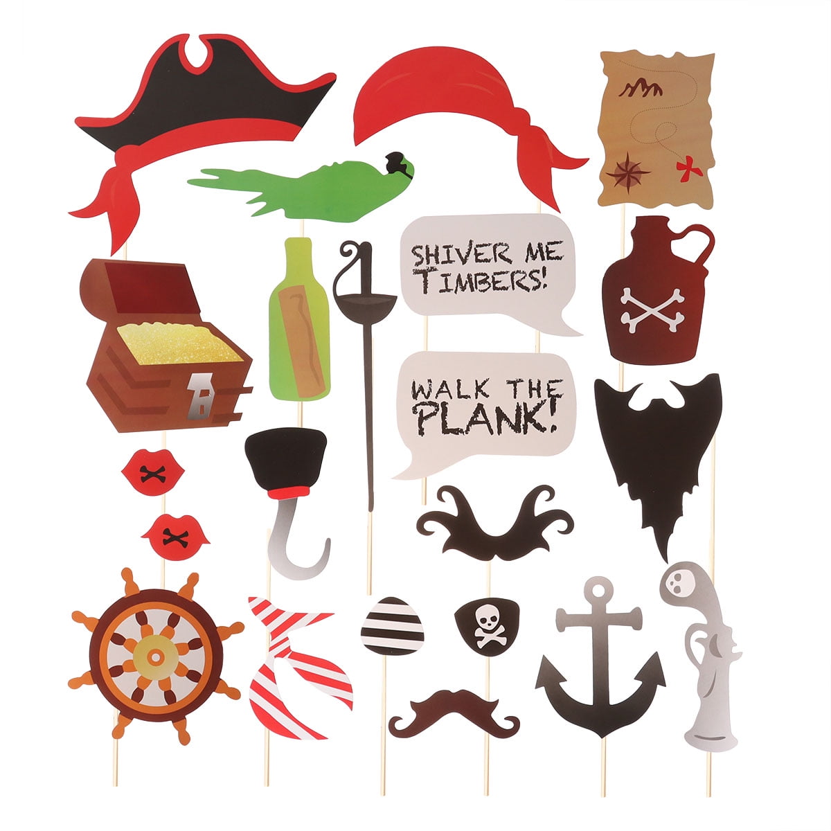 22pcs Creative Pirate Themed Photo Props Kit DIY Funny Paper Selfie Props  Accessories Kids Birthday Party Favors Decoration Supplies 