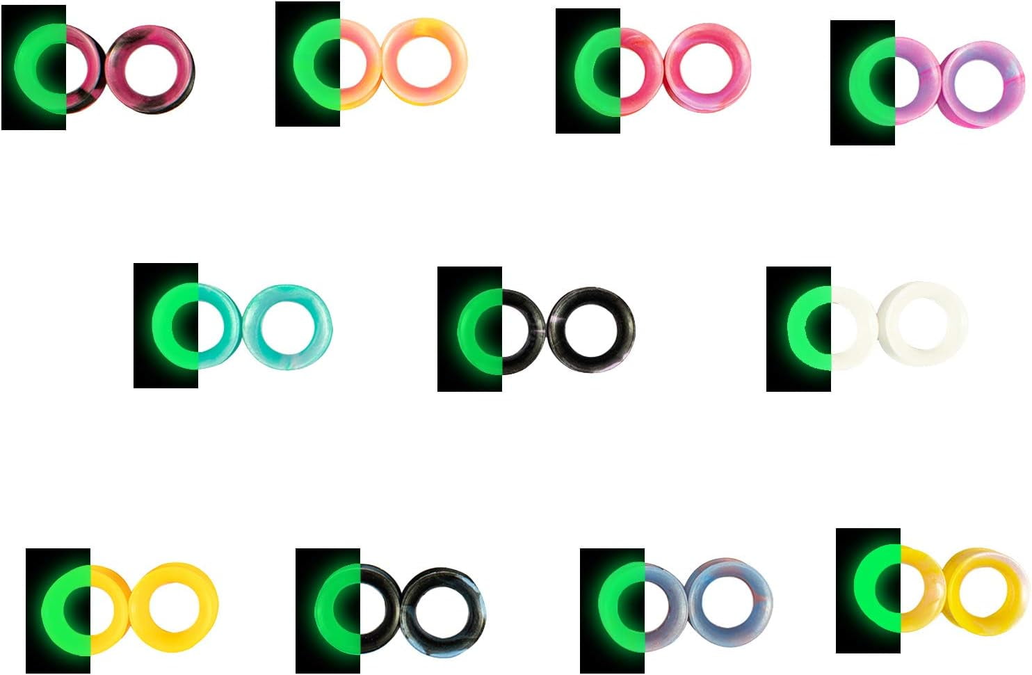 22pcs Ear Tunnels and Plugs Double Flared Hollow Soft Silicone Ear