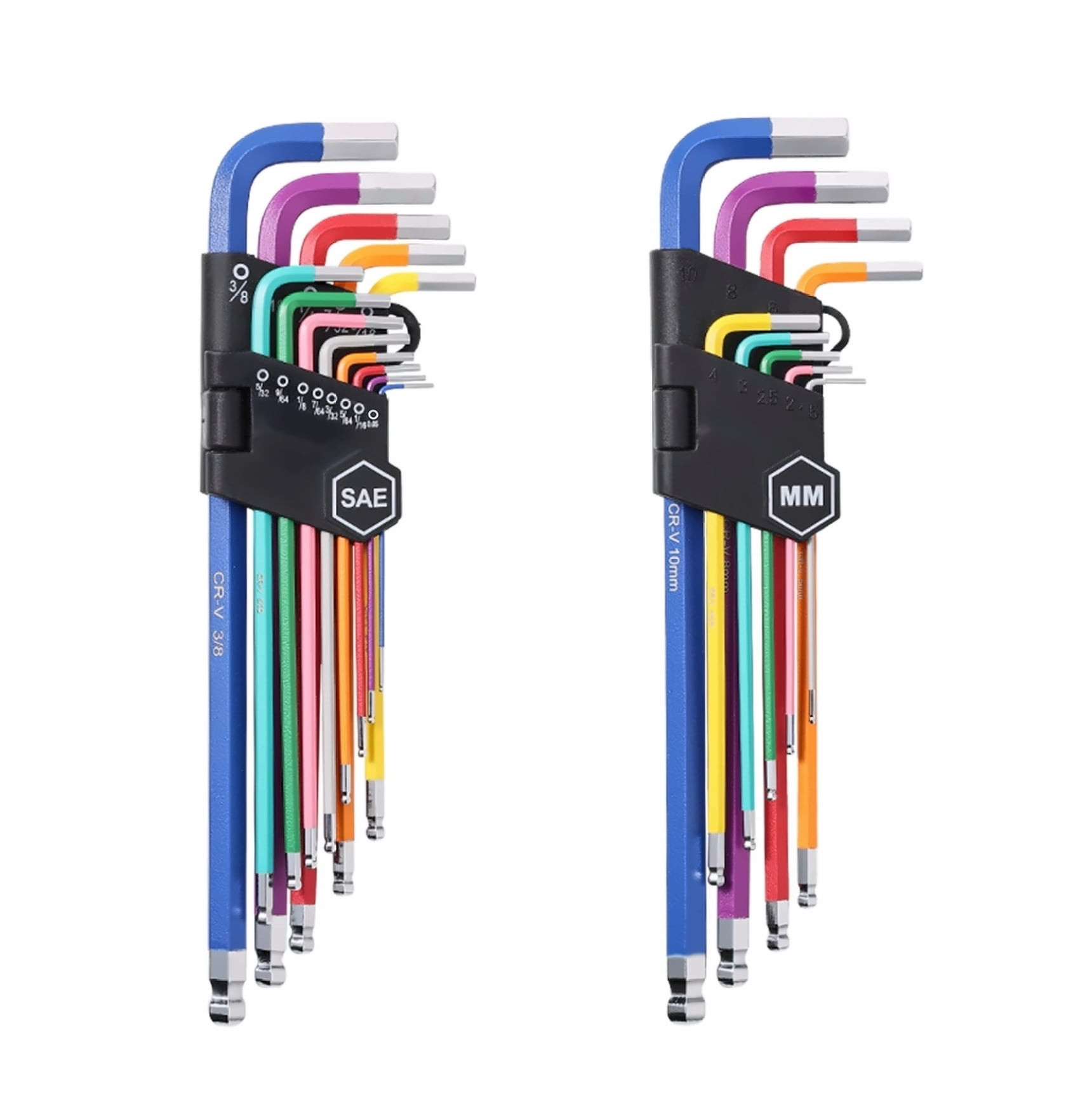 22pcs Hex Key Allen Wrench Set SAE Metric, Long Arm Ball End Wrench Set - Professional Repair Tool Kit for Automotive, Furniture, DIY Projects