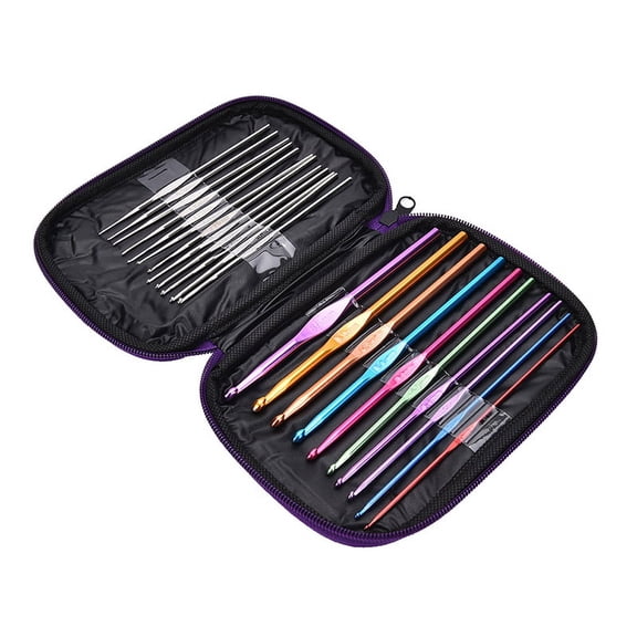 22pcs Multicolour Aluminum Crochet Hook Knitting Needle Set Weave Craft Yarn,
