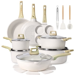 GIPP 22pcs Kitchen Cookware Sets, Ceramic Nonstick Pots and Pans Set,Dishwasher Safe Induction Cookware
