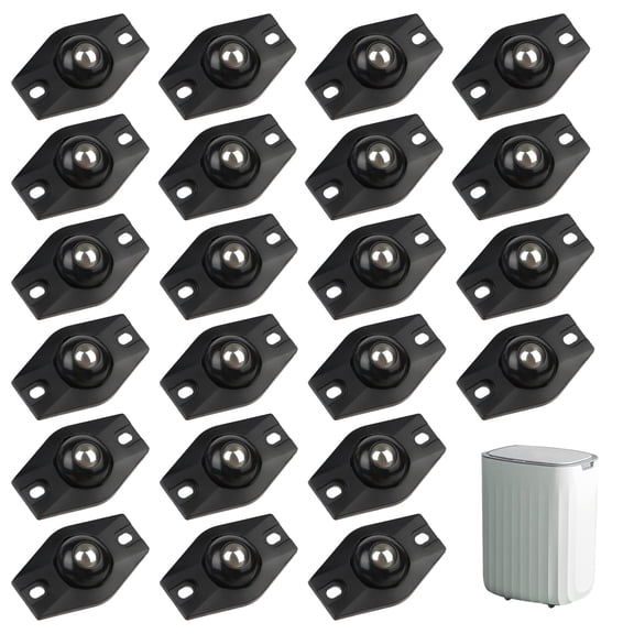 22pcs Self Adhesive Mini Caster Wheels with Glue Points, 360 Degree Swivel Wheels Sticky Pulley Wheels with Bearings Adhesive Wheels for Furniture Trash Can Storage Box Shoe Racks (Black)