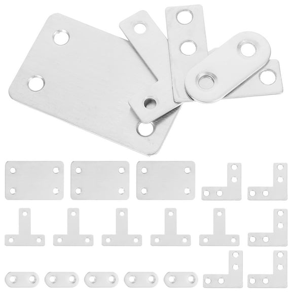 22pcs Flat Straight Brackets for Wood Furniture Mending Joining Plates Straight Corner Braces for Wood Board Bed Frame