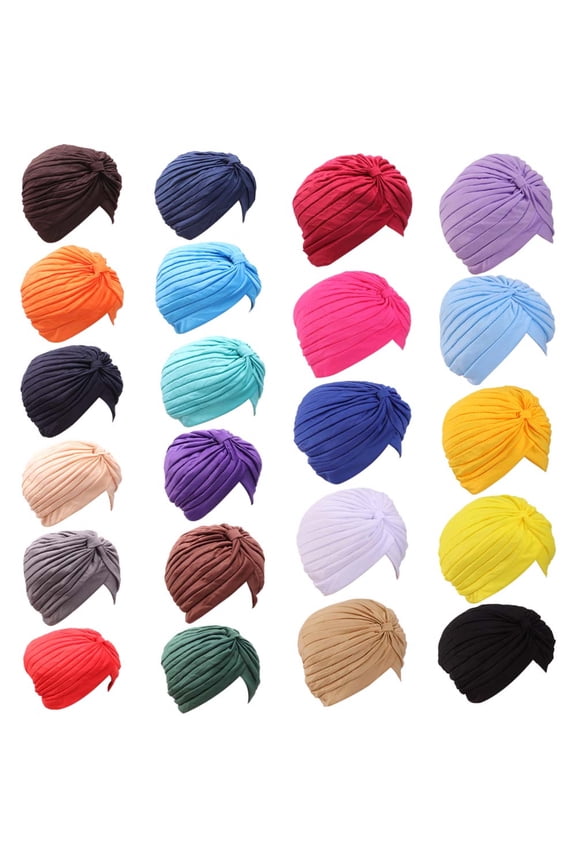22pcs Stretchy Turban Caps for Women, Chemo Head Wraps, Cancer Headwear Twisted Hats