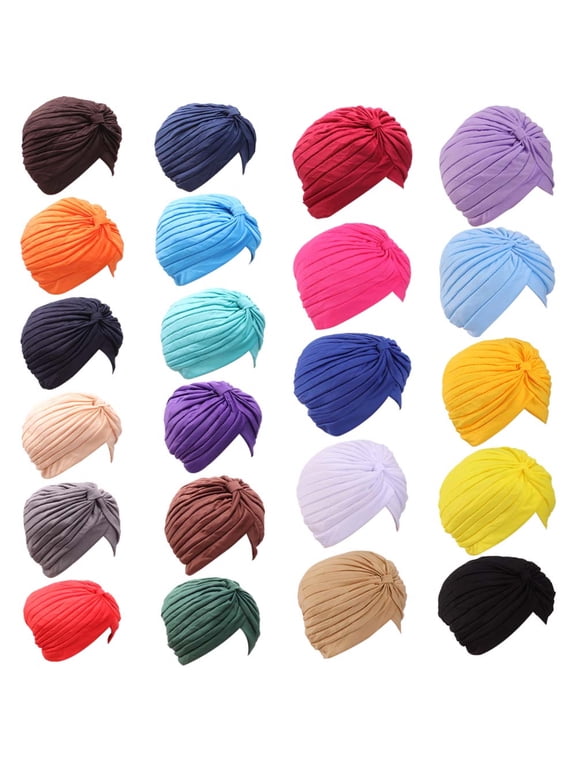 22pcs Stretchy Turban Caps for Women, Chemo Head Wraps, Cancer Headwear Twisted Hats