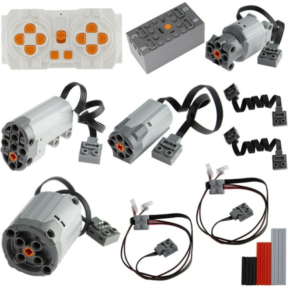 22pcs Technic-Motor Set with Bluetooth-Remote-Battery-Box, Extension-Cord-Light-Cable, Compatible with Technic-Parts