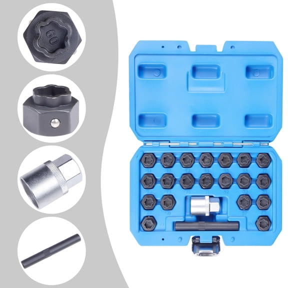22pcs Wheel Lock Socket Anti-Theft Lug Nut Removal Key Socket Set For BMW Pro
