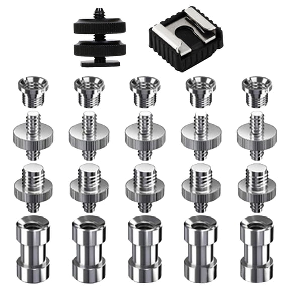 22x Camera Mount Screw Kits 1/4 inch and 3/8 inch, Hot Shoe Mount, Tripod Screw Adapter, Stand, Camera Monopod