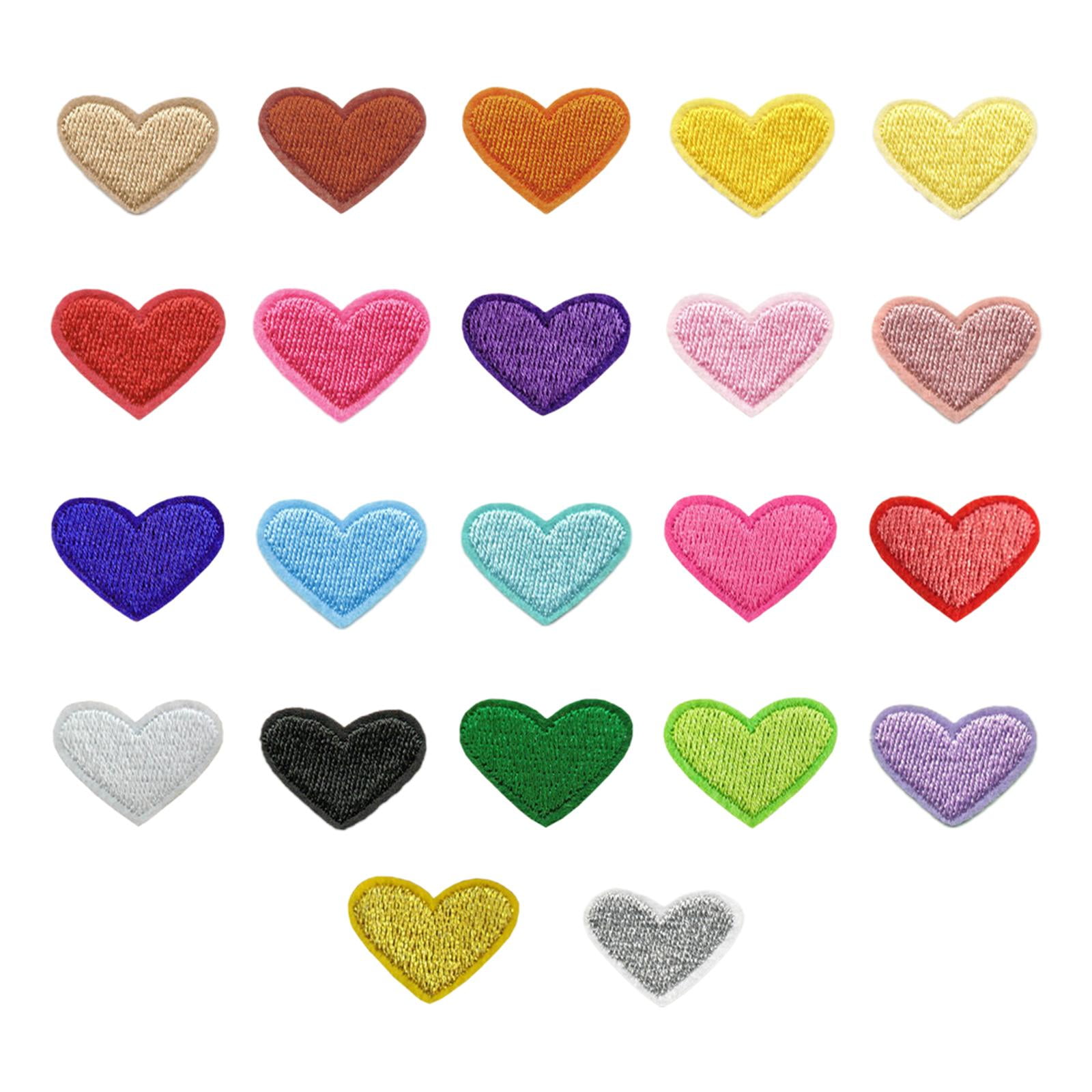 22x Heart Iron on Patches Decals Embroidery Applique Heat Transfer