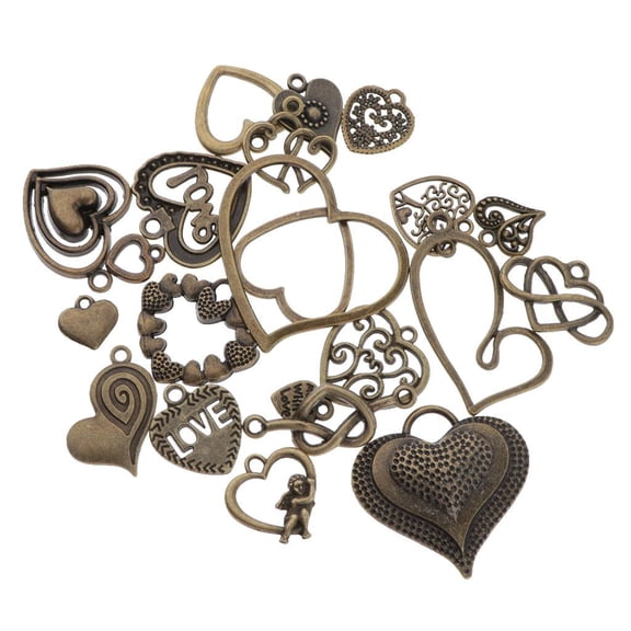 22x Mixed Antique Bronze Pendant Jewelry Making Heart