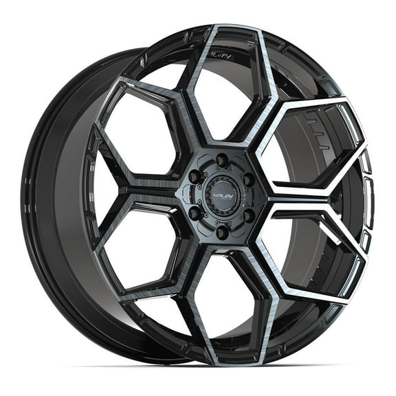 4PLAY Wheels 4PS26 22 Inch Rim Fits 6x135 & 6x139.7 22x10 Gloss Black Brushed with Tinted Clear (1)