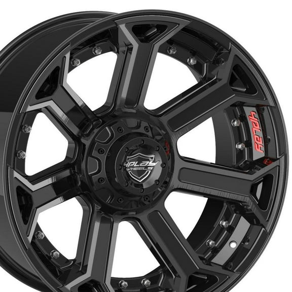 22x10 4PLAY Wheel for 1994-2023 Ram Dodge Jeep GM Ford 4P70 Brushed Black Rim