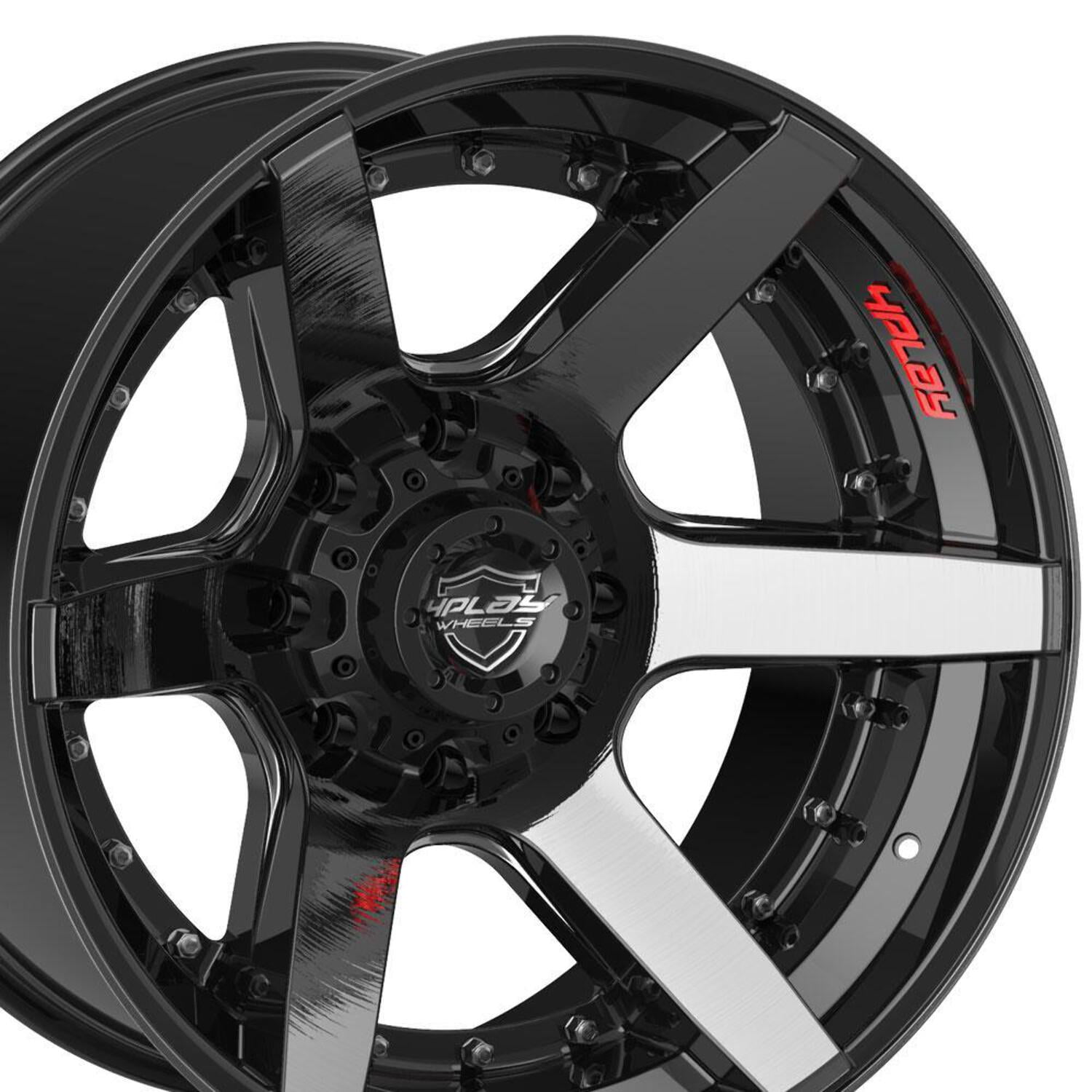22x10 4PLAY Wheel for GM Ford Dodge Hummer 4P60 Brushed Black Rim ...