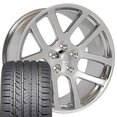 thumbnail image 1 of OE Wheels DG51 22 Inch Rims and Tires Fit Ram SRT Style 5x139.7 22x10 Chrome - Hollander 2223 - Eagle Sport AS 285/45-22 (Set of 4), 1 of 5