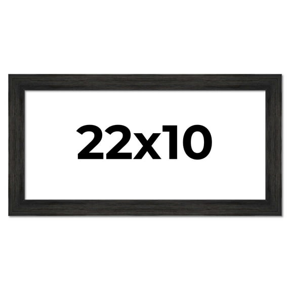 22x10 Frame Black Rustic Barnwood Solid Wood Picture Frame | 1.5 Inch Moulding Width | Includes UV